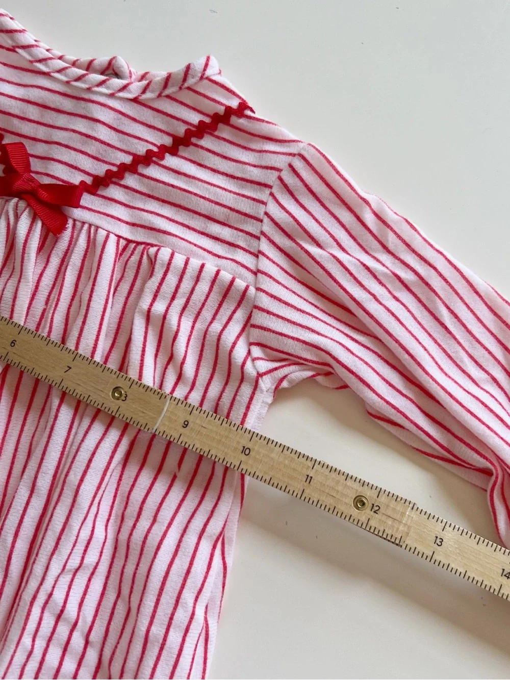 Vintage Red & White Striped Girl’s Nightgown | 12-24m